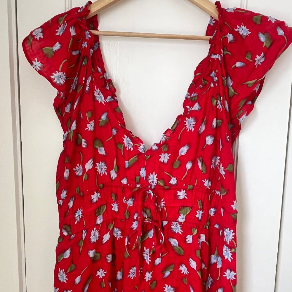 J. Crew Palermo Dress in Ramie Red Floral Size 2x - Picture 7 of 12